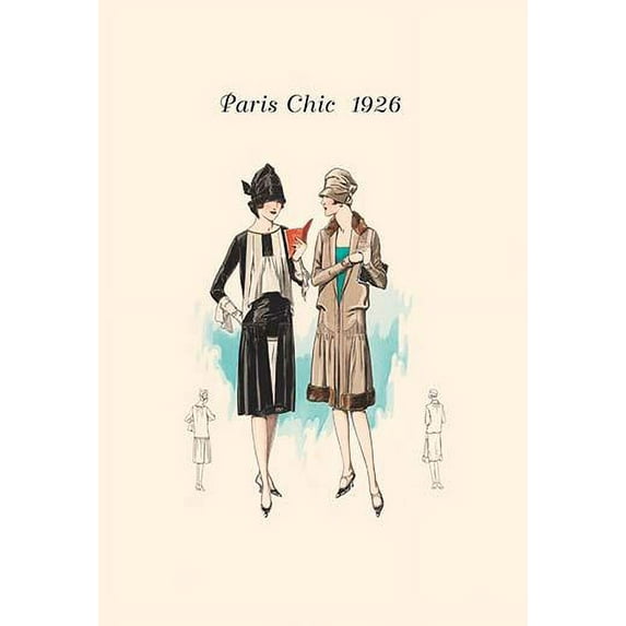 Page from a 1920's fashion catalog from France with the lastest in women's attire. Poster Print by unknown (24 x 36)