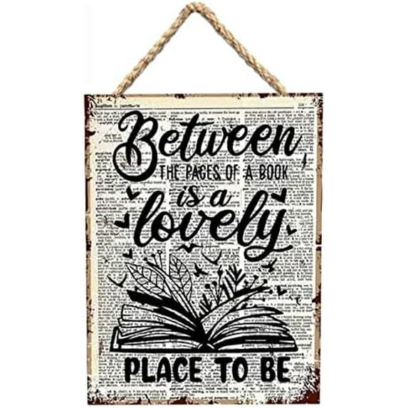 Between The Pages of A Book is A Lovely Place to Be Vintage Dictionary Rustic Farmhouse Wood Wall Sign Decor, Cafe bookstore Decor,Home Custom Wall Art Decor Wooden Signs 8x12 INCH