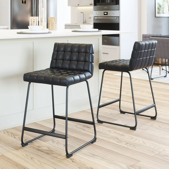 Pago Counter Stool Black Counter Stool, Modern Style, Plush and durable faux leather fabric, Plywood, Indoor Bar