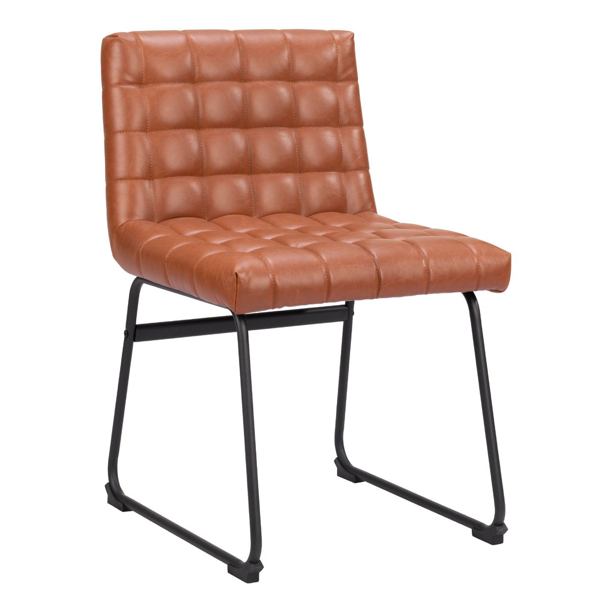 Pago Brown Faux Leather Upholstered Dining Chairs with Metal Frame