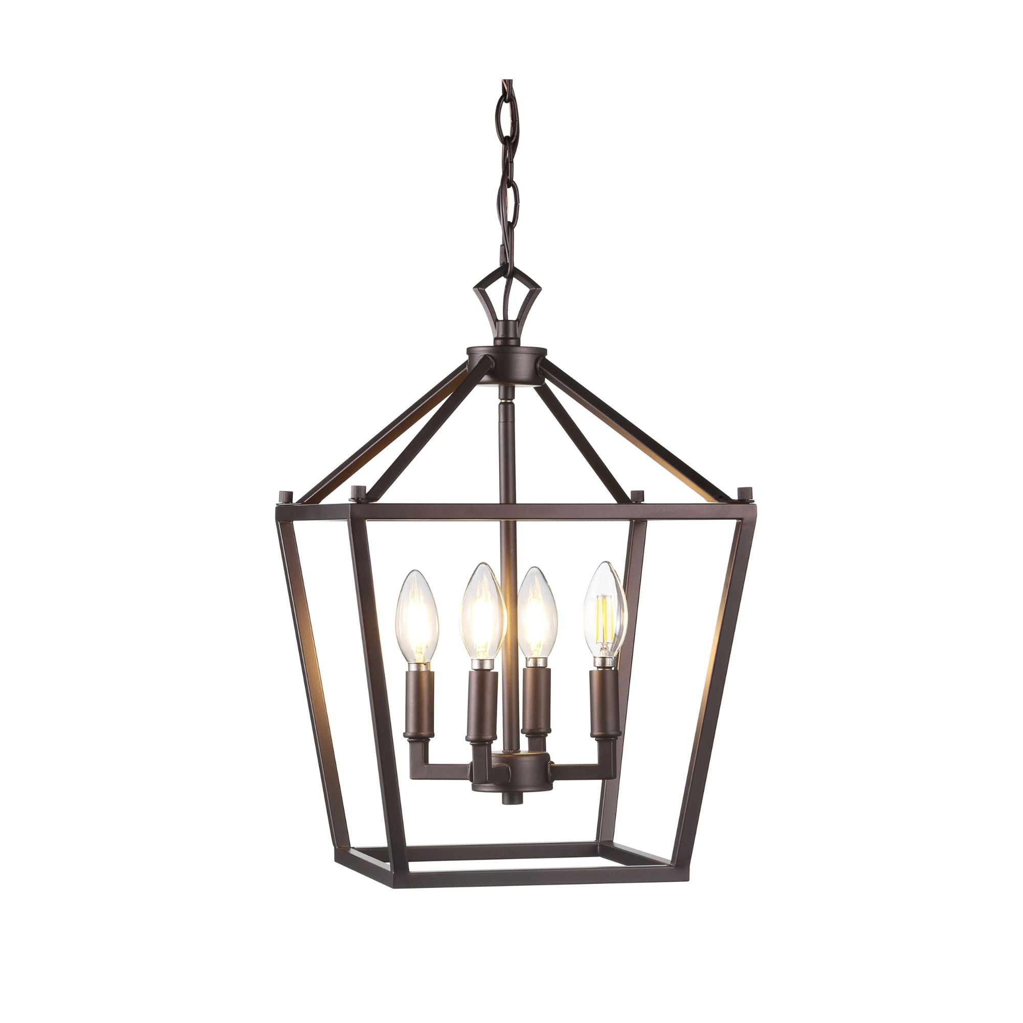 Pagoda 12" Oil-Rubbed Bronze LED Lantern Pendant with Adjustable Chain