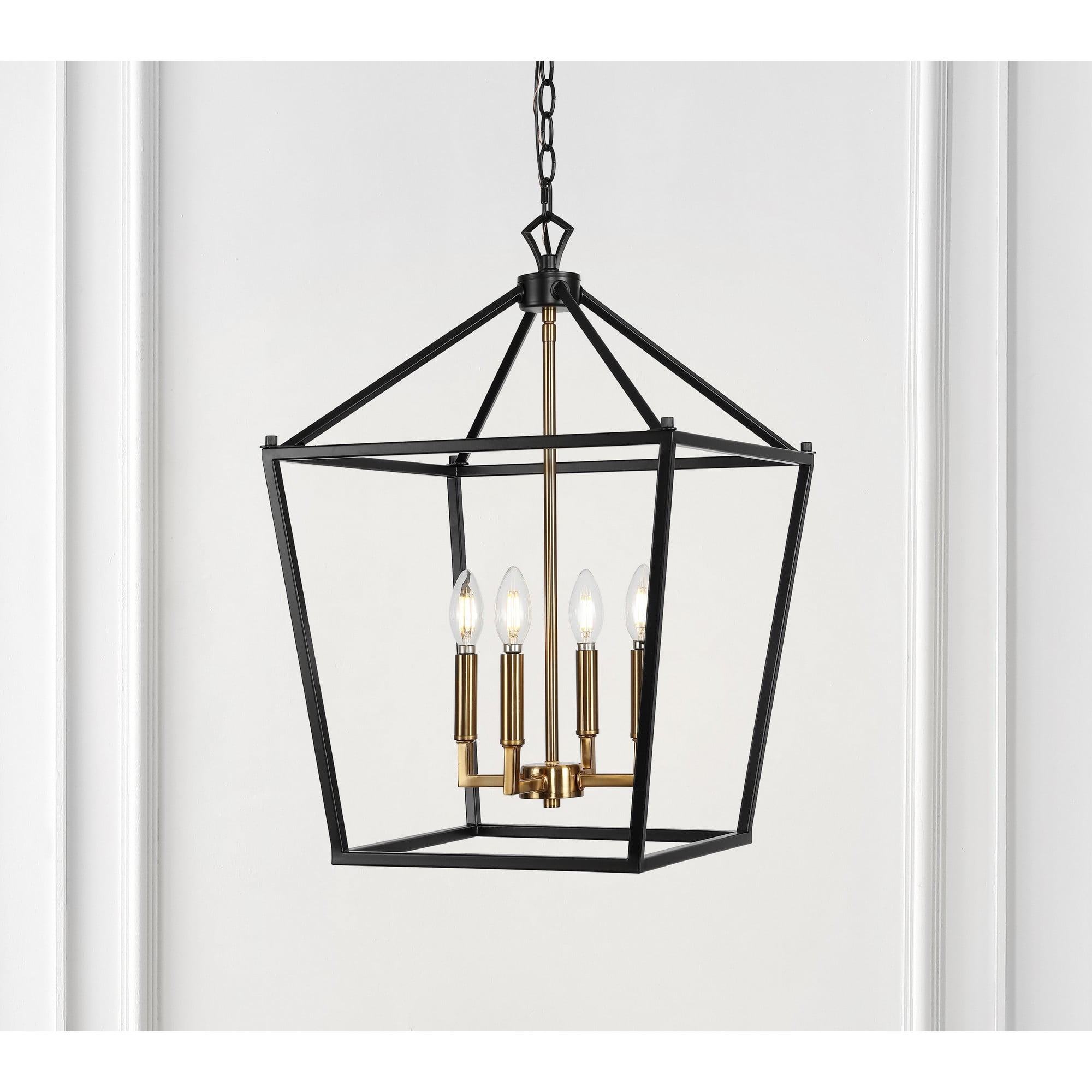 Pagoda 16" Black and Gold Metal LED Pendant Light