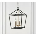 thumbnail image 1 of JONATHAN Y Pagoda 16" 4-Light Classic Traditional Metal Cage Lantern LED Pendant, Oil Rubbed Bronze/Brass Gold, 1 of 9
