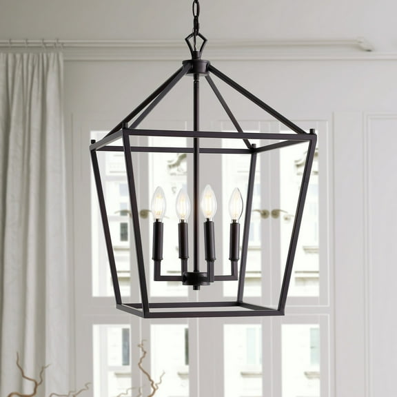 JONATHAN Y Pagoda 16" 4-Light Classic Traditional Metal Cage Lantern LED Pendant, Oil Rubbed Bronze