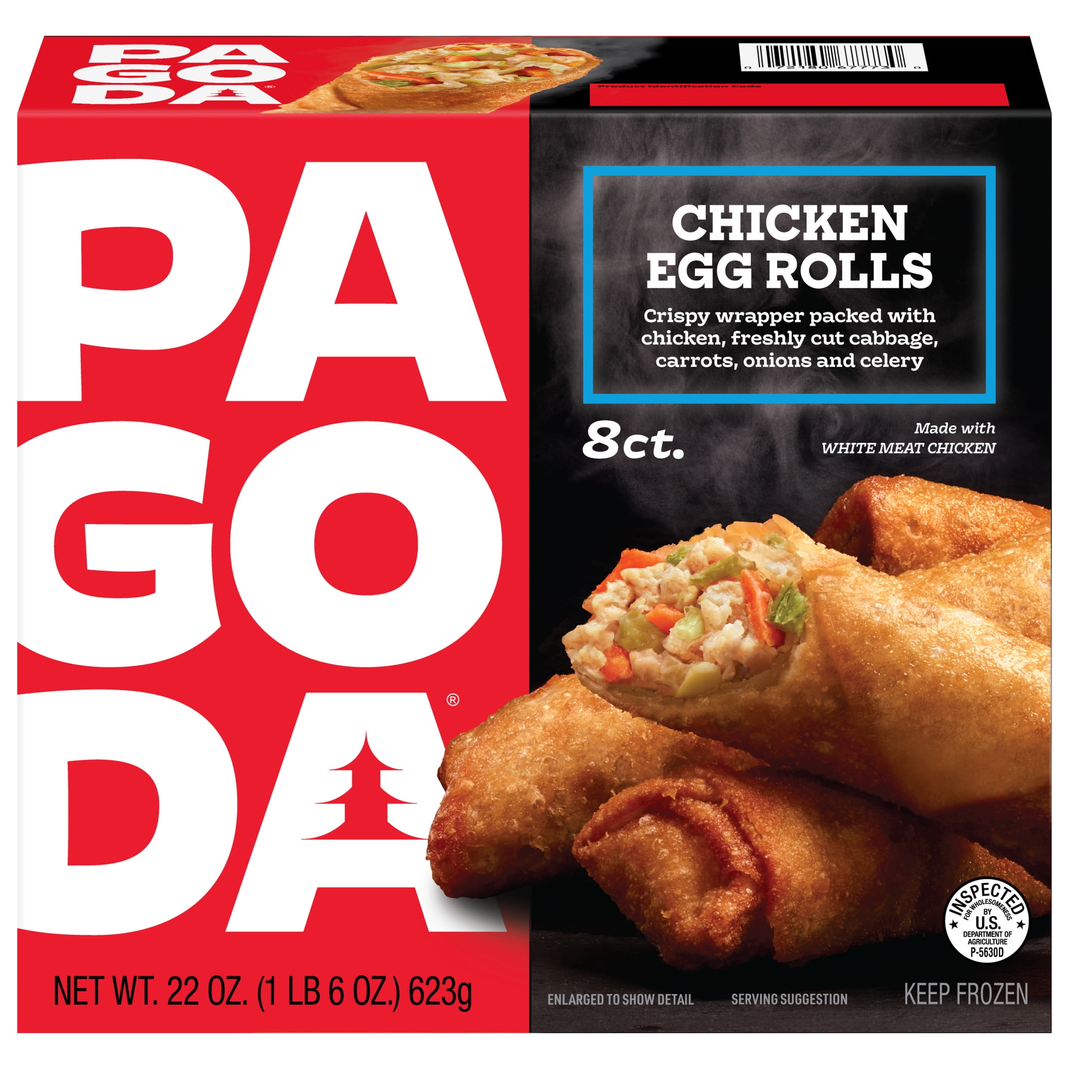 Pagoda Frozen Crunchy Crispy Chicken Egg Rolls, 22.0 oz
