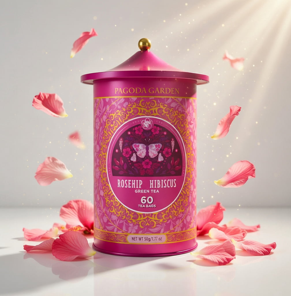 Pagoda Garden Rosehip Hibiscus Green Tea 60 Count
