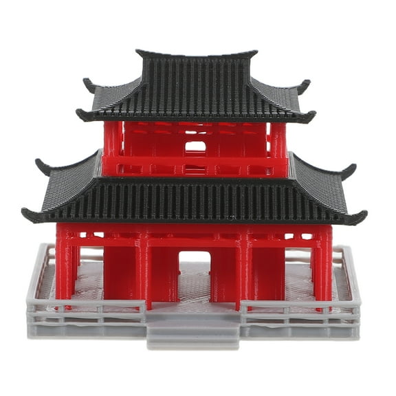 Red PLA Plastic Ancient Pavilion Model for Decoration Durable Lightweight DIY Sand Table Scene
