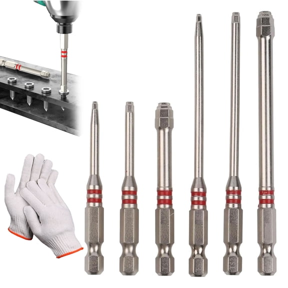 Pagoda Hex Screwdriver Bit Set  6-Piece Screwdriver Bit Set Magnetic Hex Shank with Pagoda-Shaped Internal Hexagonal for Drill & Wrench Fits Nuts 1.5-6mm,1Set