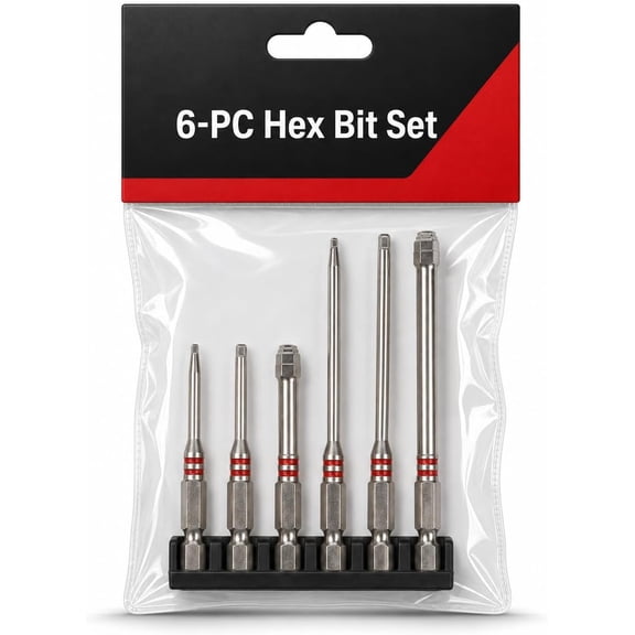 Pagoda Hex Screwdriver Bit Set 6Pcs Magnetic S2 Steel 1/4 Inch Shank | All-In-One Stepped Drill Accessory for Impact Drivers. Handles 1.5mm To 6mm Nuts Quickly During Auto Repair and Home DIY