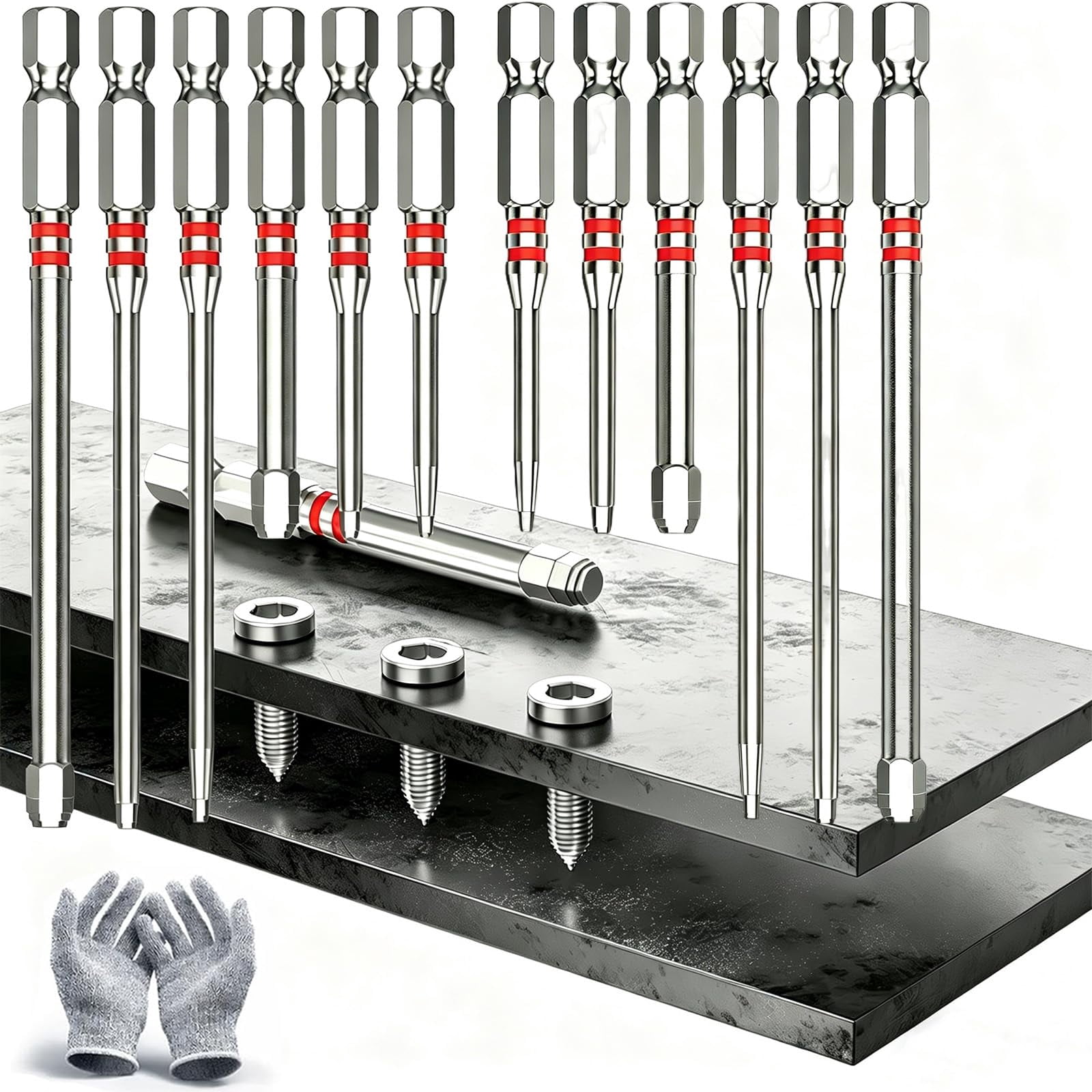 Pagoda Hex Screwdriver Bit Set, Magnetic Pagoda Hex Bits, 6-Piece Pagoda-Shaped Drill Bit Set, High-Magnetic Screwdriver Drill Bit Set for Electric Drill Wrench DIY Repair