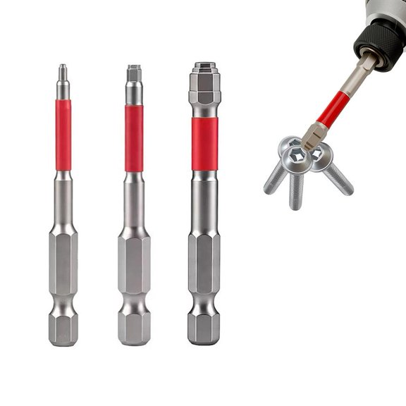 Pagoda-Shape Bit Set 65mm 3 Pcs, Tapered Hex Impact-Proof Bits for Power Drills and Screwdrivers, Balanced Feel in Hand, 65mm, Style A