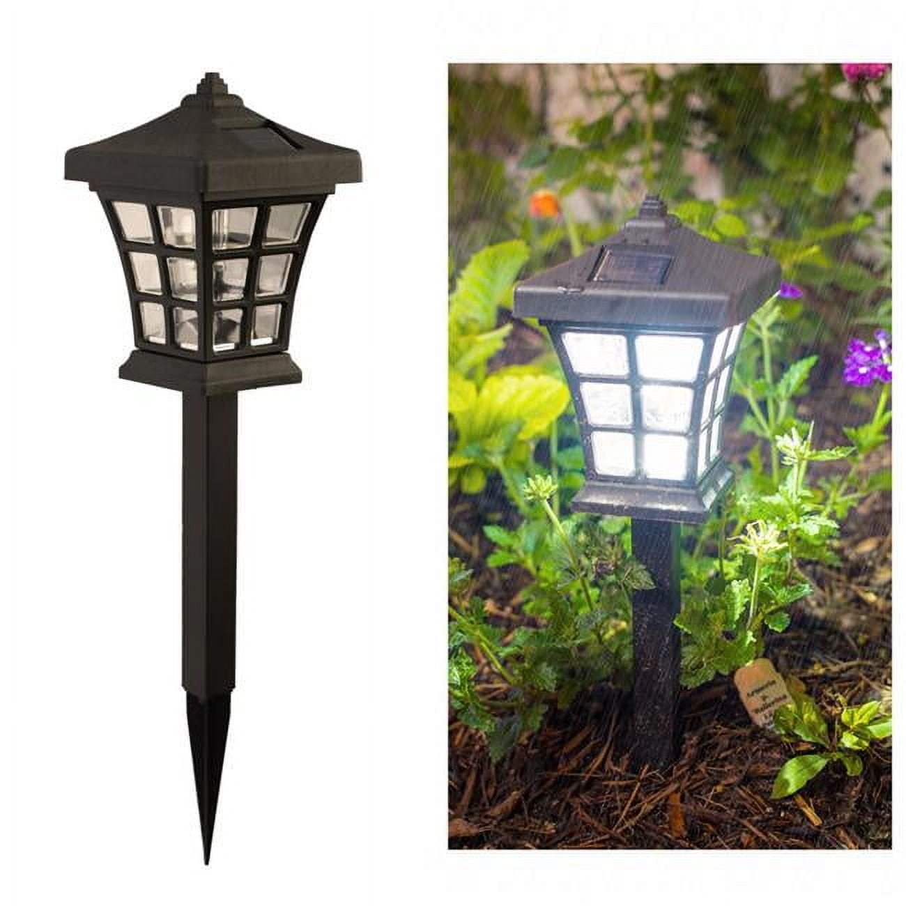 Black Solar LED Pathway Light Pack with Dusk to Dawn Sensor