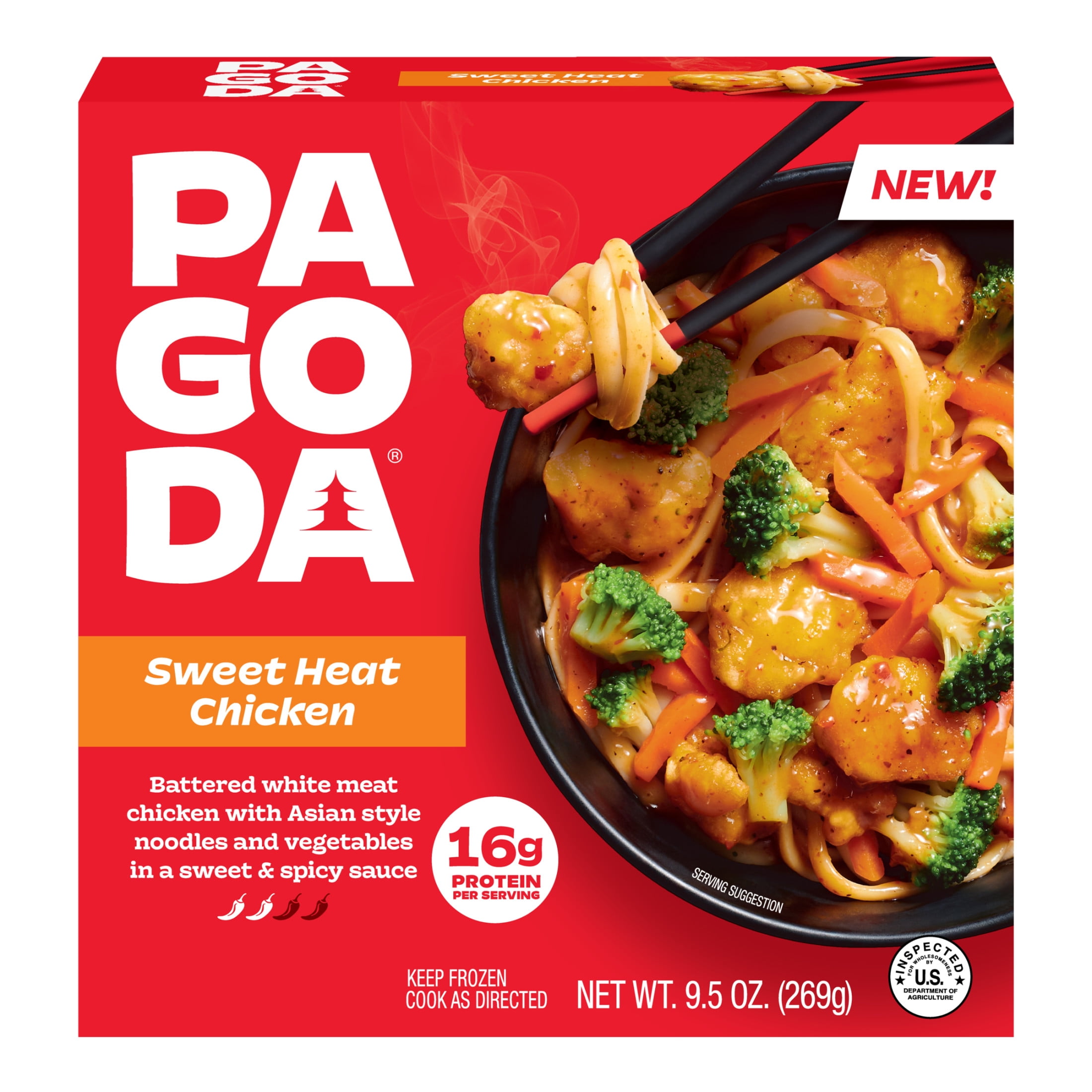 Pagoda Frozen Sweet Heat Chicken Noodle Bowl, 9.5 oz