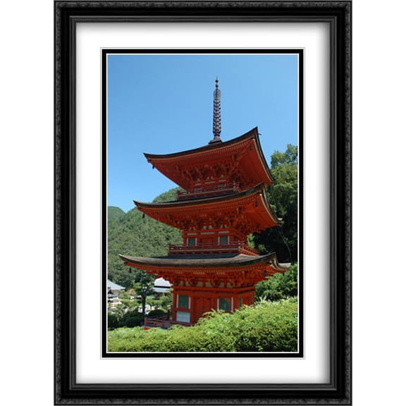 Pagoda Temple, Japan 2x Matted 28x38 Large Black Ornate Framed Art Print by The Cityscape Art Print Series