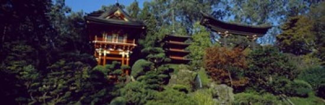 Pagodas in a park Japanese Tea Garden Golden Gate Park Asian Art Museum San Francisco California USA Canvas Art - Panoramic Images (18 x 6)