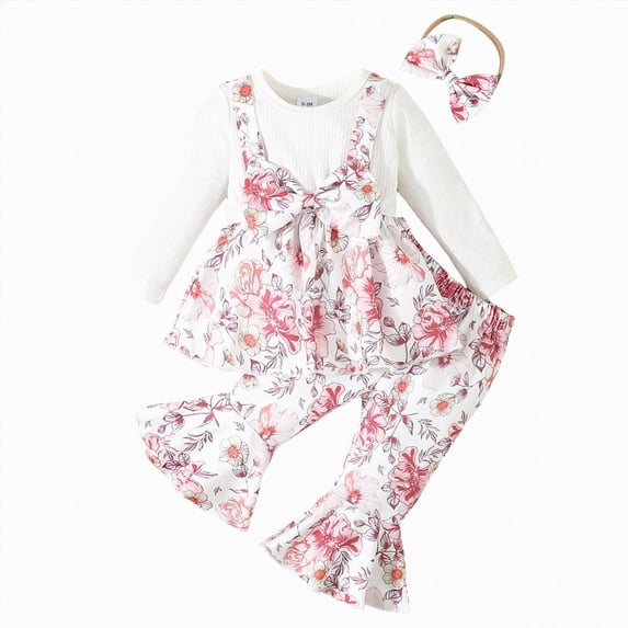 Paguaki Baby Girl Clothes 12 Months Toddler Girl Ruffle Shirt Pants Set Baby Girl Winter Clothes Baby Girl Fall Outfits 0-12M