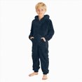 thumbnail image 1 of Paguaki Boys Hooded Jumpsuit Winter Warm Soft Plush One-Pieces Long Sleeve Romper Solid Color With Pockets Toddler Kids Playwear Onesie, 1 of 5
