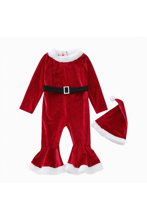 Clothes Teen Girls Toddler Girls Long Sleeve Romper Bottoms Flare Jumpsuit Hat Set Playsuit