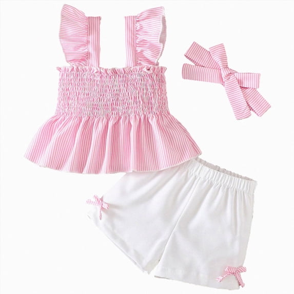 Paguaki Girl Clothes Set Summer Baby 0 6 12 18 24 Months 2T 3T Girl School Clothes Shorts Set Floral Summer Outfits Cute Baby Clothes