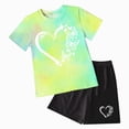 thumbnail image 1 of Paguaki Girls Summer Outfits 2 Sets Short Sleeve Shirts Shorts Set Clothes, 1 of 4