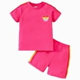 thumbnail image 1 of Paguaki Girls Two Piece Outfit Kid Toddler Heart And Rainbow Sequin T Shirt And Shorts Clothing Set, 1 of 7