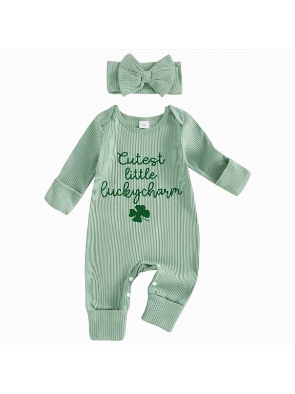My First St Patricks Baby Girl Boy Romper Jumpsuit Spring Fall Clothes