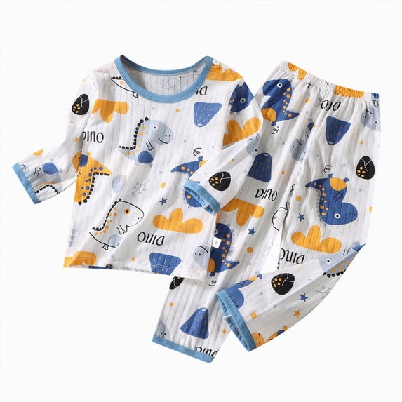 Paguaki Summer Pajamas Boys Girls Long Sleeve Sleepwear Toddler Baby Pajamas Set 1-4t