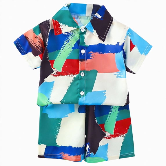 Paguaki Toddler Baby Boy Clothes Printed Short Sleeve Shirt And Shorts 2-Piece Children Outfit Beach Summer Clothes