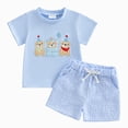 thumbnail image 1 of Paguaki Toddler Baby Boy Summer Clothes Funny Cartoon T-Shirt And Elastic Waist Pockets Shorts Two-Piece Summer Outfit, 1 of 7