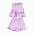 thumbnail image 1 of Paguaki Toddler Girl Clothes Toddler Girl Summer Clothes Baby Solid Linen Bows Ruffle Sleeveless Tank Top And Ruffled Short Set Baby Girl Outfit, 1 of 8