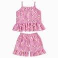 thumbnail image 1 of Paguaki Toddler Girls Clothes 1T 2T 3T 4T 5T Summer Outfits Floral Print Sleeveless Tank Top And Shorts 2-Piece Set Toddler Clothes, 1 of 5