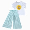 thumbnail image 1 of Paguaki Toddler Girls Outfits Kids Sets Summer Sunflower T-Shirt Top And Chiffon Ruched Loose Pants Children Girls' Clothing, 1 of 4