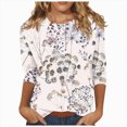 thumbnail image 1 of Paguaki Womens Floral Print 3/4 Sleeve Tunic Top Crewneck Blouse Soft Breathable Lightweight Casual Everyday T Shirts, 1 of 5