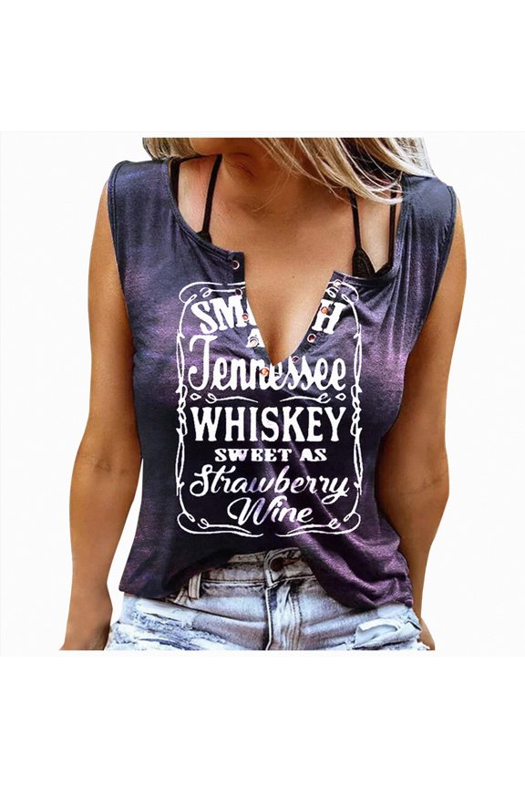 Womens Tank Tops Gradient Print Graphic Summer Simple Letter Printing Summer V Neck Shirt Sleeveless Tank Tshirts Top