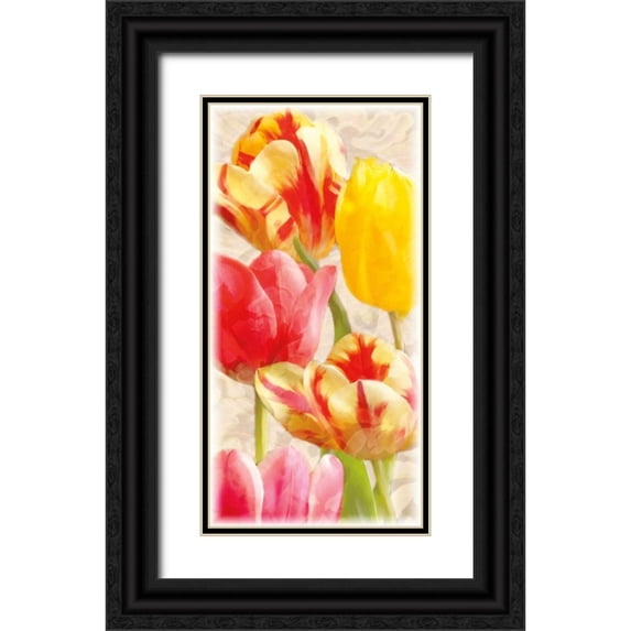 Pahl, Janel 18x32 Black Ornate Wood Framed with Double Matting Museum Art Print Titled - Glowing Tulips I
