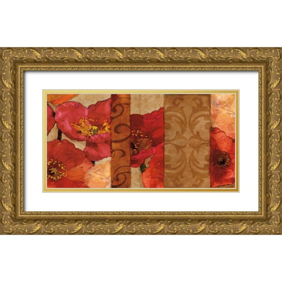 Pahl, Janel 24x14 Gold Ornate Wood Framed with Double Matting Museum Art Print Titled - Poppy Patterns