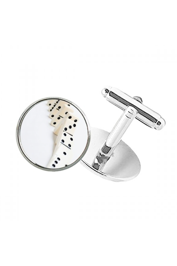 Pai Gow Dono Gambling Photo Round Button Cuff Clip Stud Cufflinks