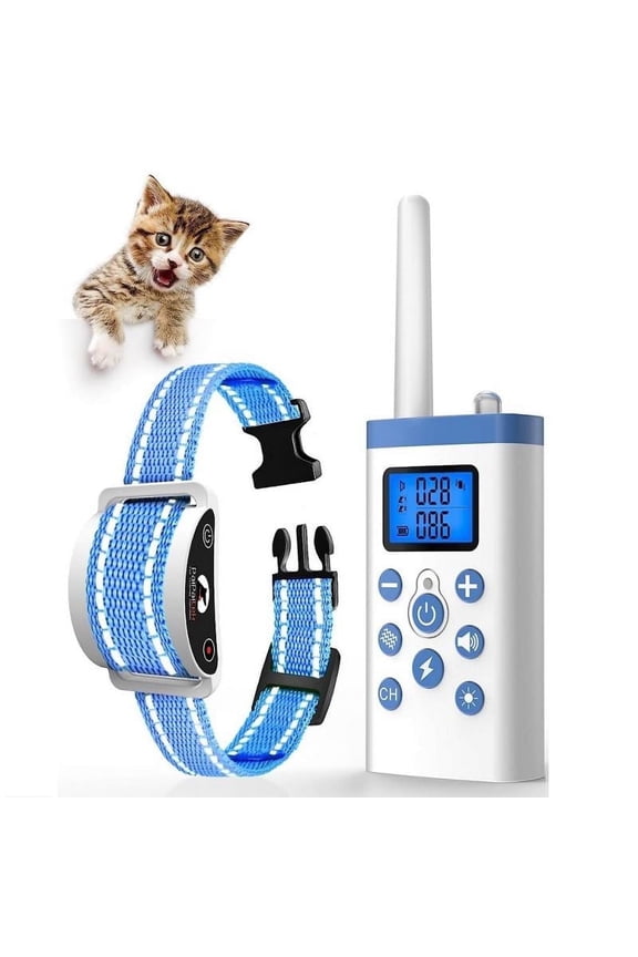 Automatic Cat Training Collar with Remote for All Size Cats, Blue