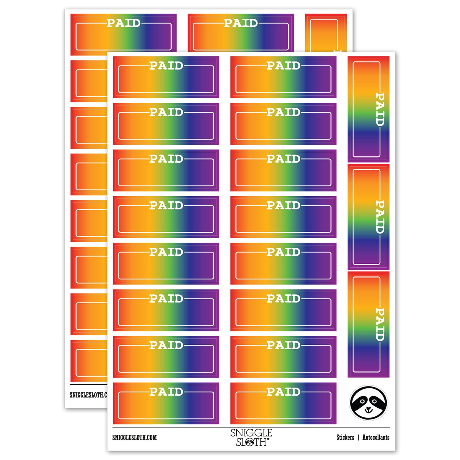 Paid Blank Box for Date Signature Invoice Sticker Set - Rainbow - Gloss ...