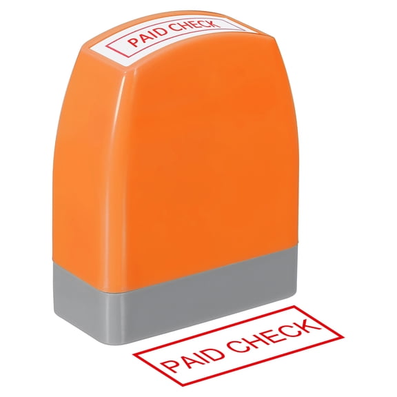 Paid Check Notice Stamp Self Inking, Red Ink Office Stamps Pre Inked Message Stamp Refillable Business Stamp, Orange