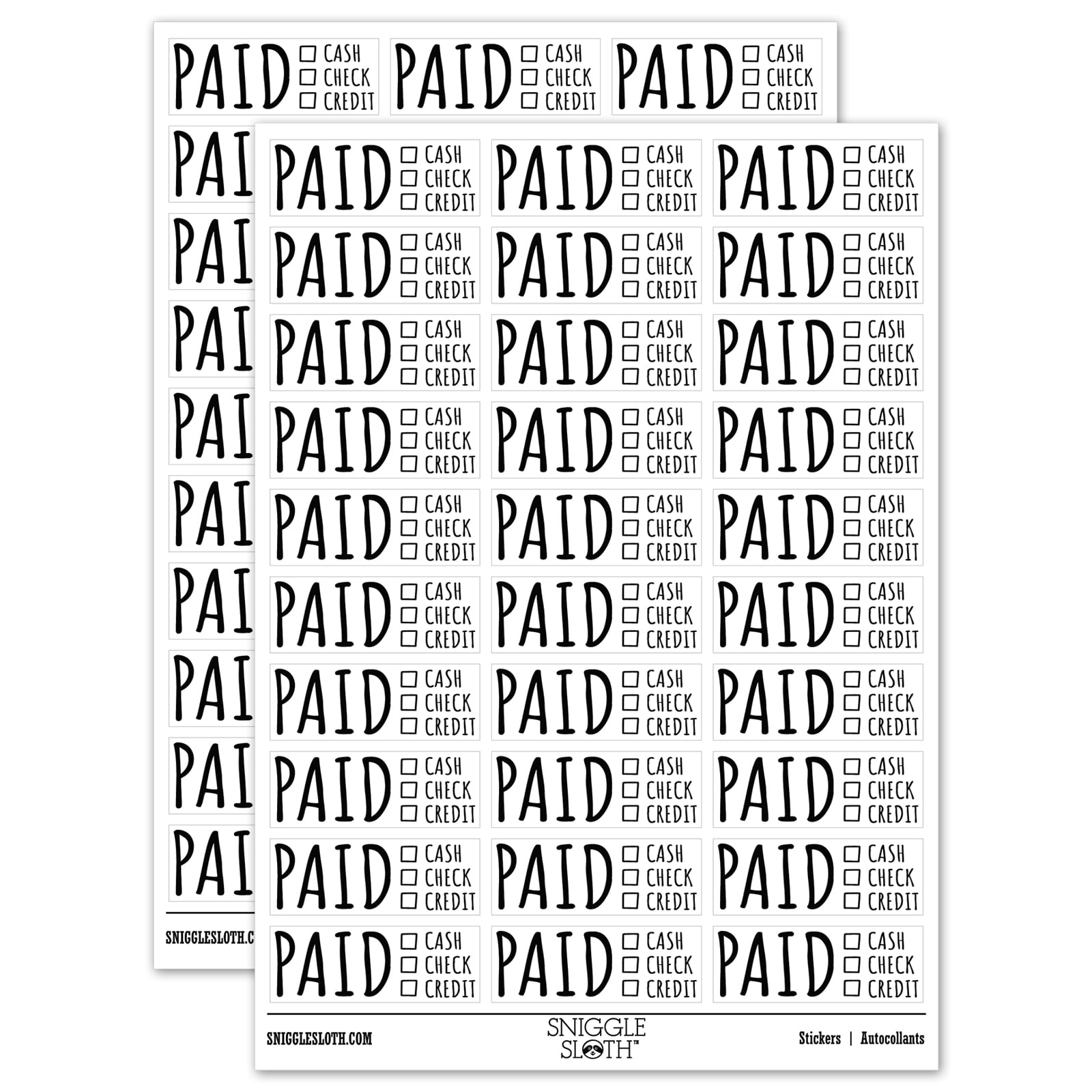 Paid Details Cash Check Credit Invoice Sticker Set - White - Gloss ...