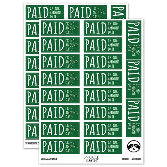 Cheque Request Sticker Paid Details Check Number Amount Date Invoice Sticker Set - Dark Green ...