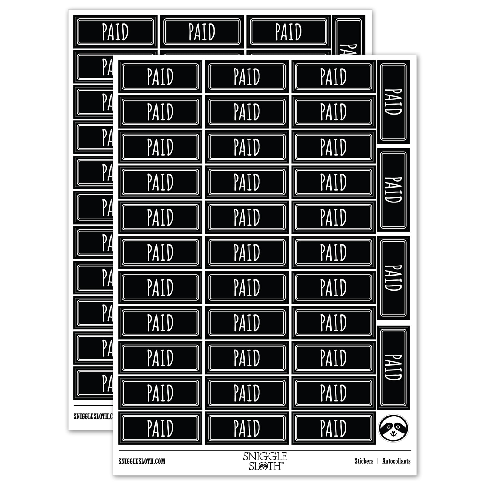 Invoice Digital Sticker Paid Double Line Border Invoice Sticker Set - Black - Matte Finish - 1. ...