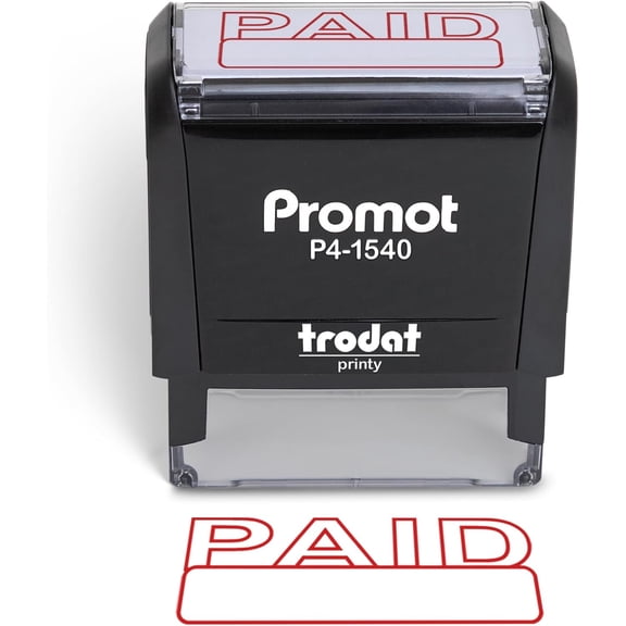 Paid Self Inking Rubber Stamp - Refillable Paid Stamper - Business, Bookkeeping, Ordering, Accounting, Work, Office Stamps - Red Ink