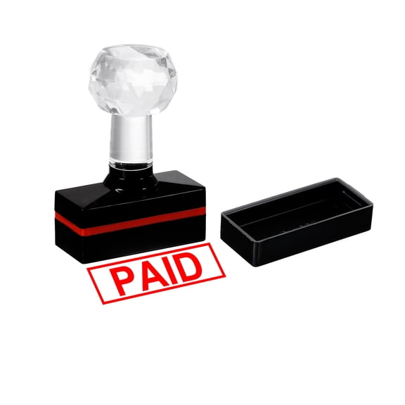 Uxcell Black Plastic Stamp Self Inking Red Ink Office Stamps Pre Inked Message Stamp 1.8'' x 0.8'' Paid