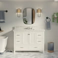 thumbnail image 1 of Paige 48" Bathroom Vanity with White Cabinet and Carrara Marble Top, 1 of 6