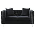 thumbnail image 1 of Paige 63" Black Tufted Velvet Loveseat With 2-Throw Pillows, 1 of 5