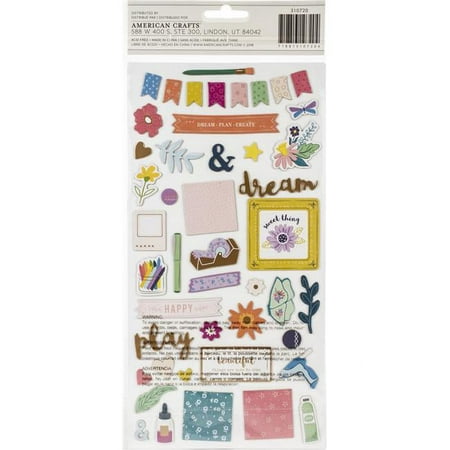 Paige Evans Whimsical Thickers Stickers 5.5"X11" 89/Pkg-Icons, Chipboard W/Copper Foil