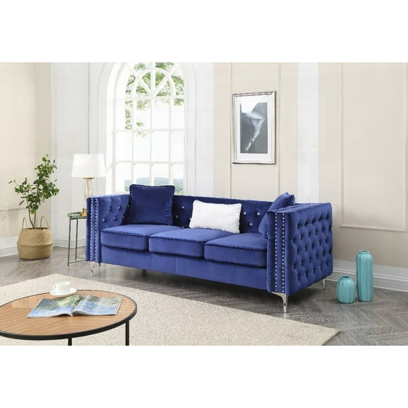 Paige G829A-S Sofa in BLUE - Tufted & Assembles in Minutes Without Tools