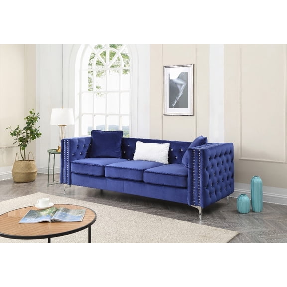 Modern Blue Fabric Sofa G829A-S with Tufted Design and KD Design